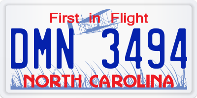 NC license plate DMN3494