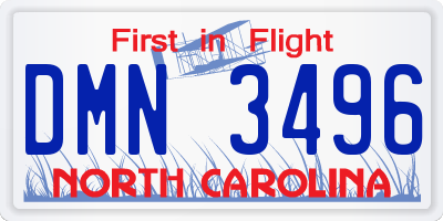 NC license plate DMN3496
