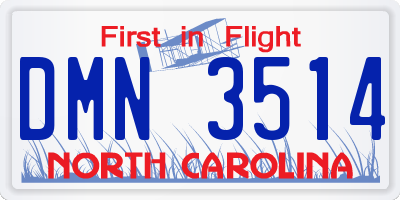 NC license plate DMN3514