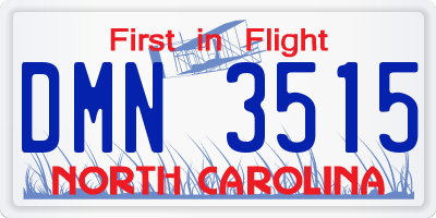 NC license plate DMN3515