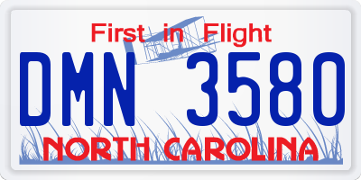 NC license plate DMN3580