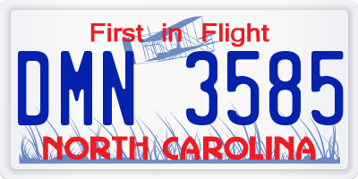 NC license plate DMN3585