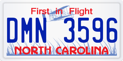 NC license plate DMN3596