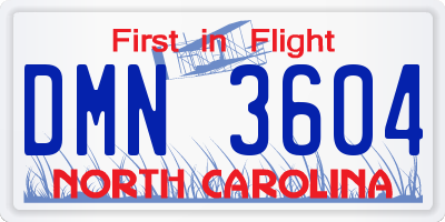 NC license plate DMN3604