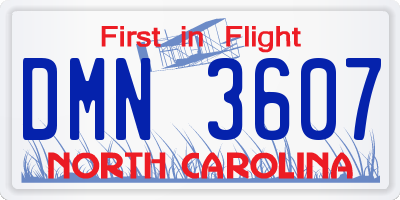 NC license plate DMN3607