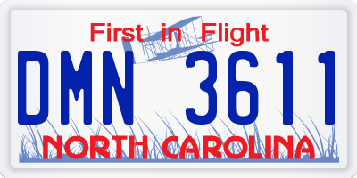 NC license plate DMN3611