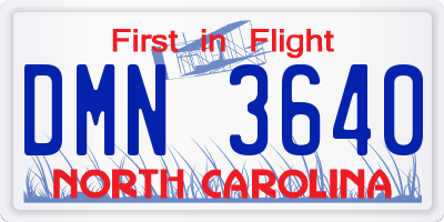 NC license plate DMN3640