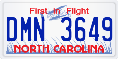 NC license plate DMN3649