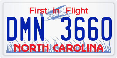 NC license plate DMN3660