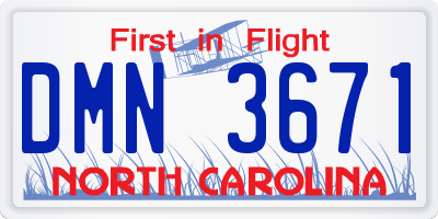 NC license plate DMN3671