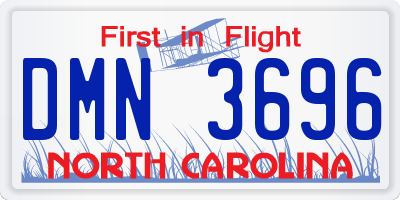 NC license plate DMN3696