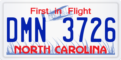 NC license plate DMN3726