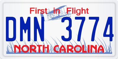 NC license plate DMN3774