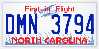 NC license plate DMN3794