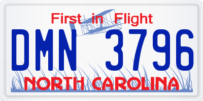 NC license plate DMN3796