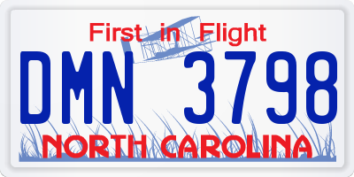 NC license plate DMN3798
