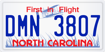 NC license plate DMN3807