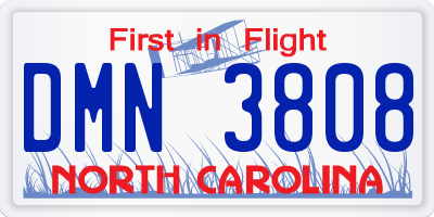 NC license plate DMN3808
