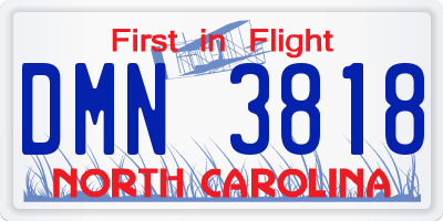 NC license plate DMN3818
