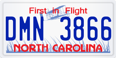 NC license plate DMN3866