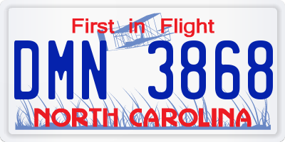 NC license plate DMN3868