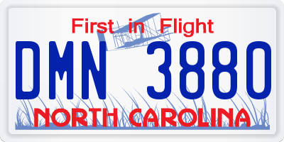 NC license plate DMN3880