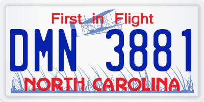 NC license plate DMN3881