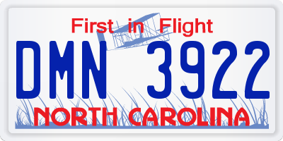 NC license plate DMN3922