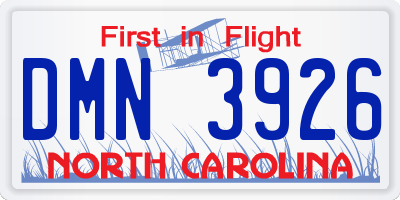 NC license plate DMN3926