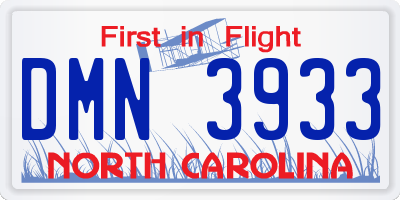 NC license plate DMN3933