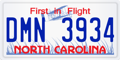 NC license plate DMN3934