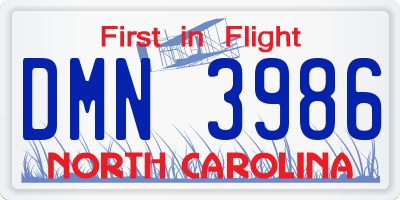 NC license plate DMN3986