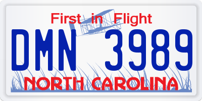 NC license plate DMN3989