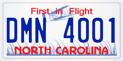 NC license plate DMN4001