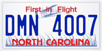 NC license plate DMN4007