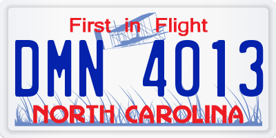 NC license plate DMN4013