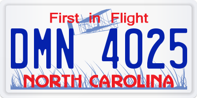 NC license plate DMN4025