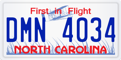 NC license plate DMN4034
