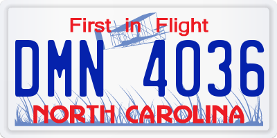 NC license plate DMN4036
