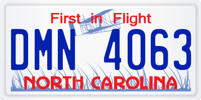 NC license plate DMN4063