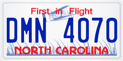 NC license plate DMN4070