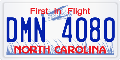 NC license plate DMN4080
