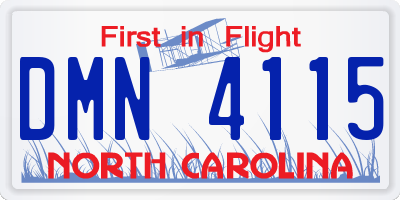 NC license plate DMN4115