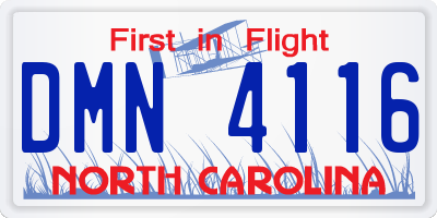 NC license plate DMN4116