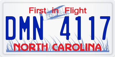 NC license plate DMN4117