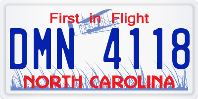 NC license plate DMN4118