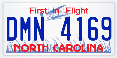 NC license plate DMN4169