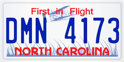 NC license plate DMN4173