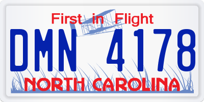 NC license plate DMN4178
