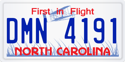 NC license plate DMN4191